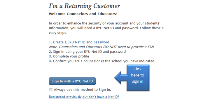 Click Sign In with a BYU Net ID